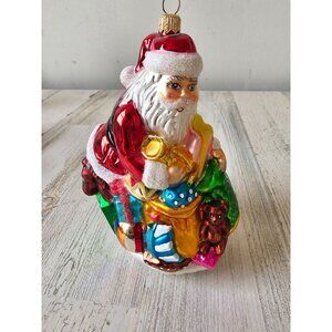 Radko Santa room for one more stocking toys glitter ornament Xmas tree large